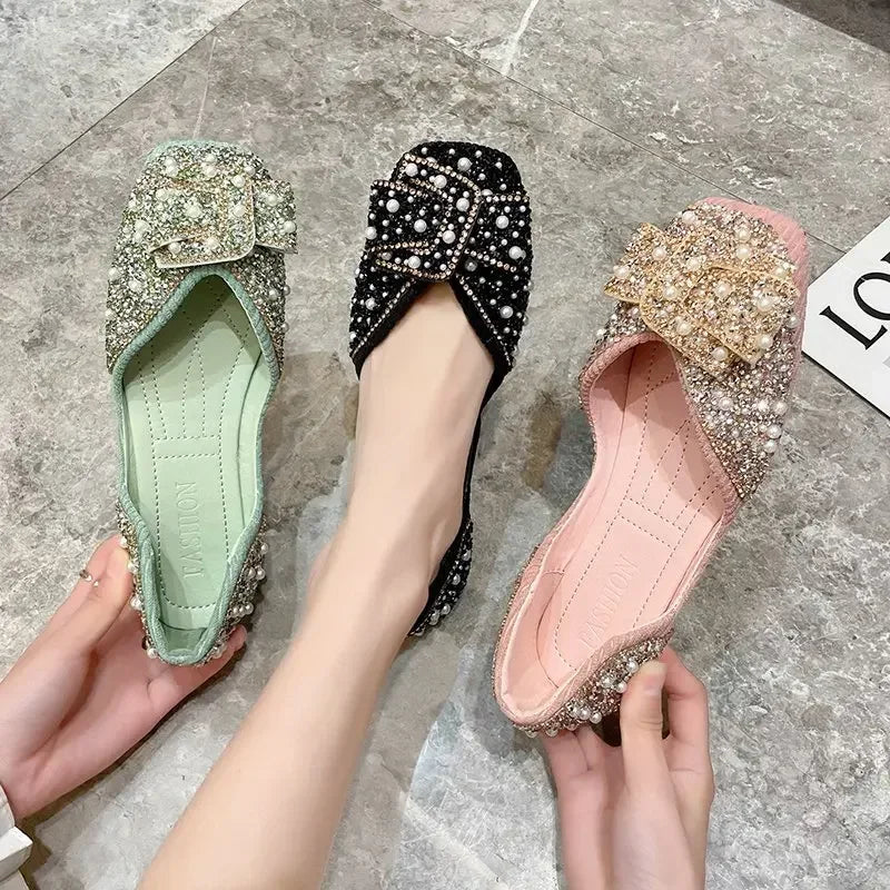 Women Fashion Flat Single Shoes Female Autumn Pointed Toe Shoes Flat Loafers Soft Sole Ladies Plus Size