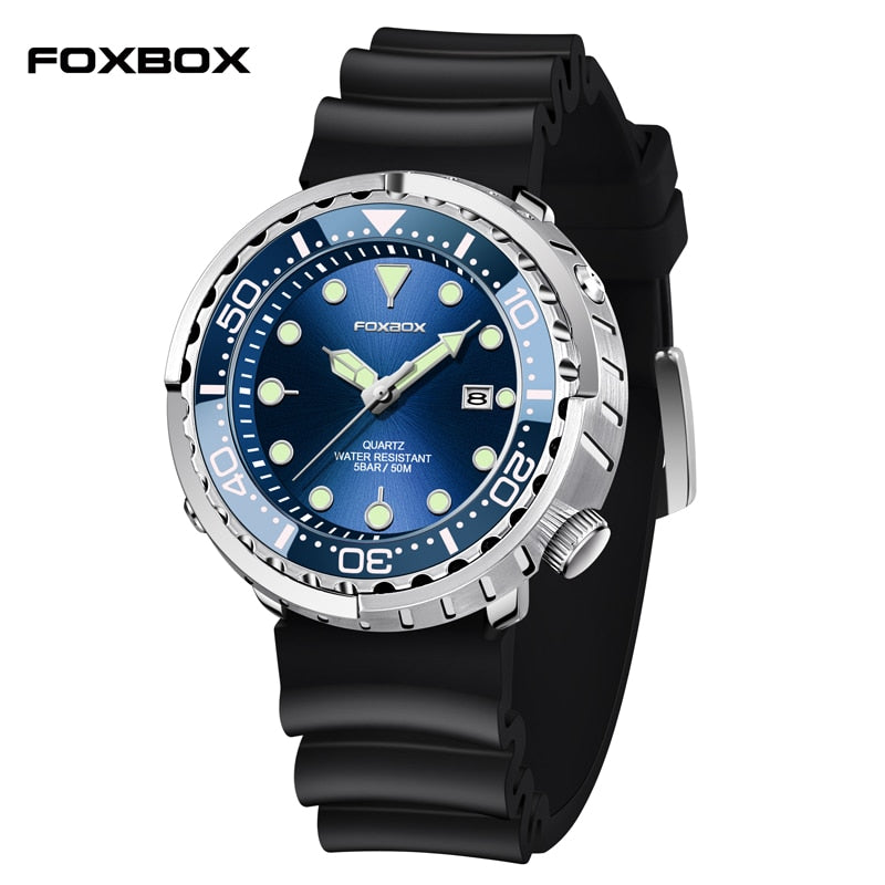 Men Watch 50M Waterproof Luminous Sport Wristwatches Rotating Bezel Quartz Watches with Auto Date Relogio Masculino Blue, China