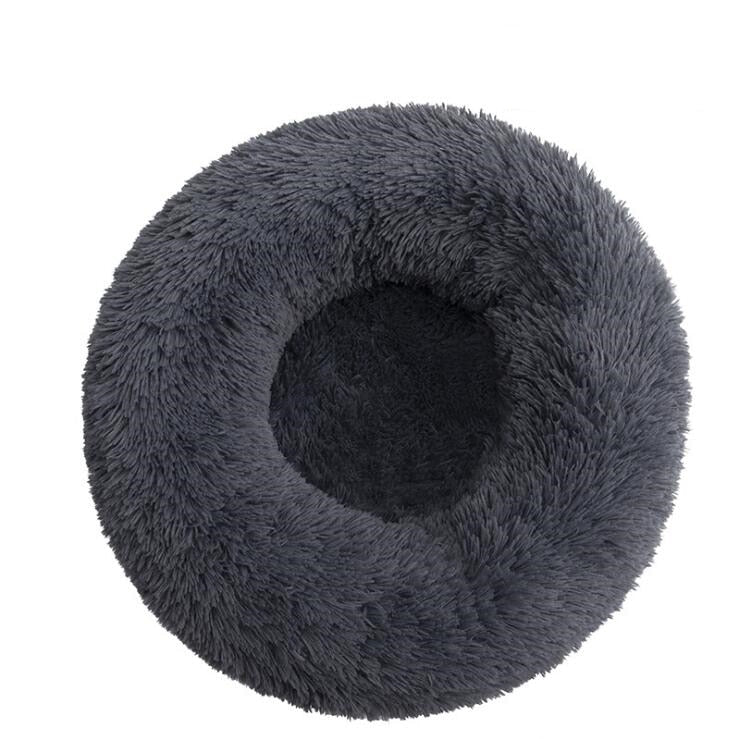 Lit rond en peluche doux pour animal de compagnie chat et chien, panier en fourrure, pour la maison, couchage douceur des animaux, pour petits chiots et chatons, parfait en hiver Dark Grey, 30CM