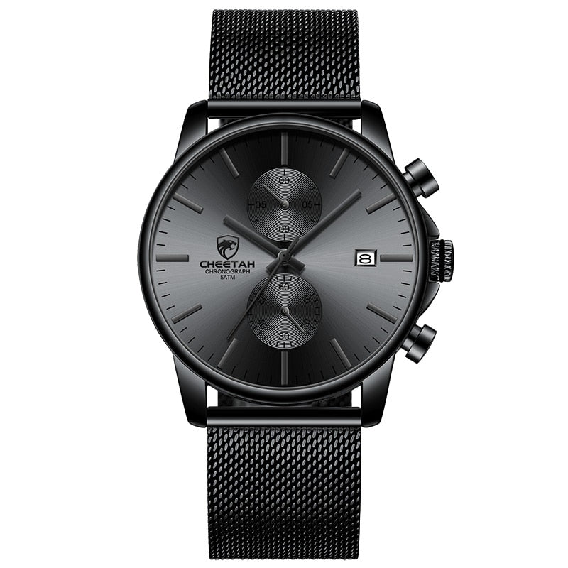 Waterproof Sports Men Watch Luxury Clock Male Business Quartz Wristwatch Relogio Masculino Mesh Black Grey