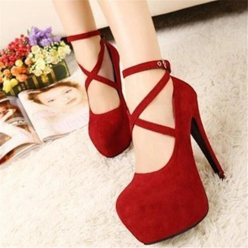 Red Black Black High Heel Stiletto Ladies Dress Pumps Fashion Ladies Party Platform Sandals Women's Scarpins Shoes