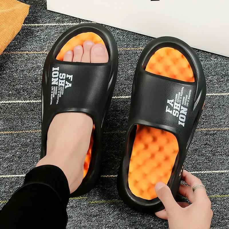 New Summer Man Massage Slippers Indoor Outdoor Sandals Beach Casual Shoes Soft Bottom Slippers Male Flip Flops Mens Sandals