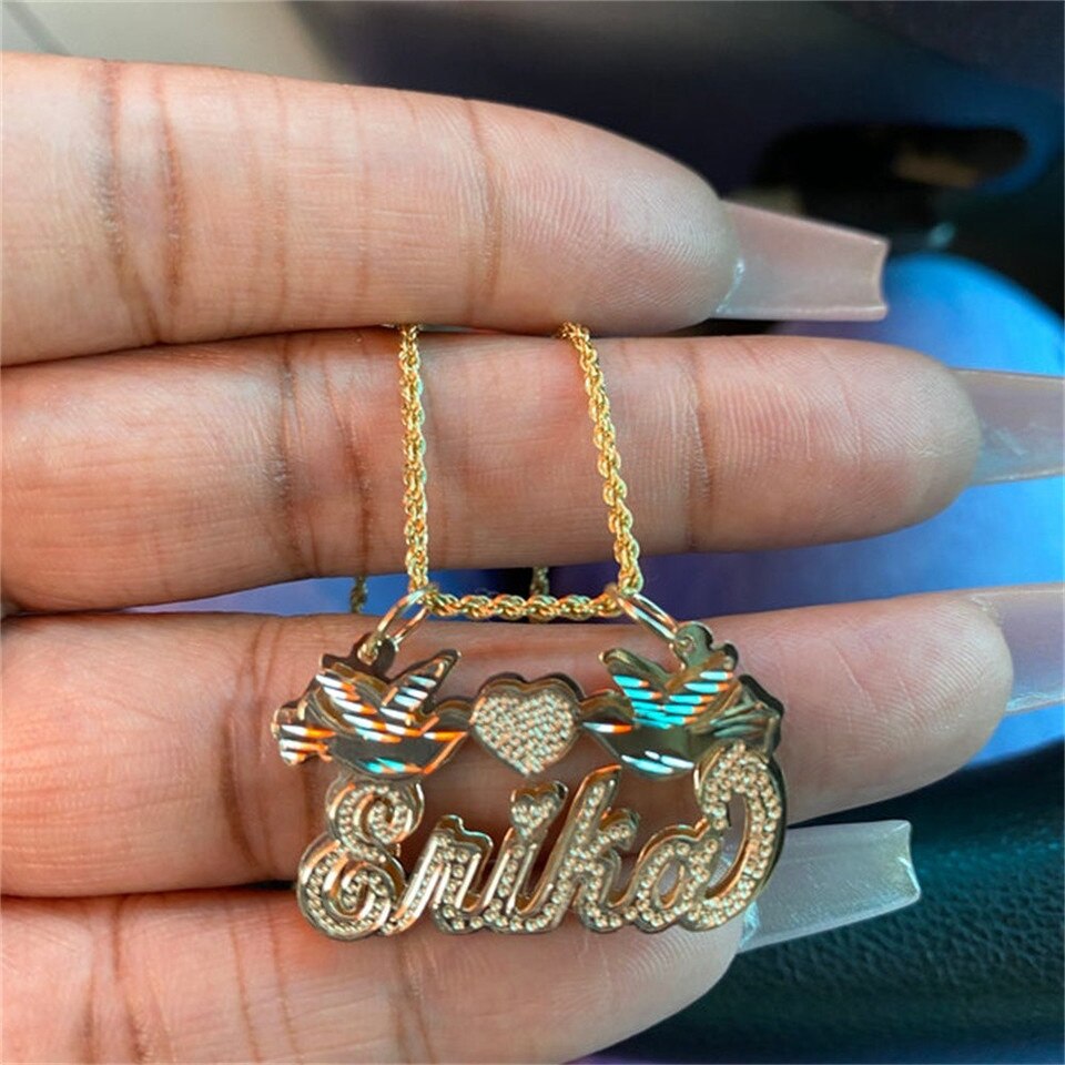 Custom Name Single Plate Nameplate Necklace Pendant Personalized Gold Stainless Steel Charm Necklace Women Free Shipping