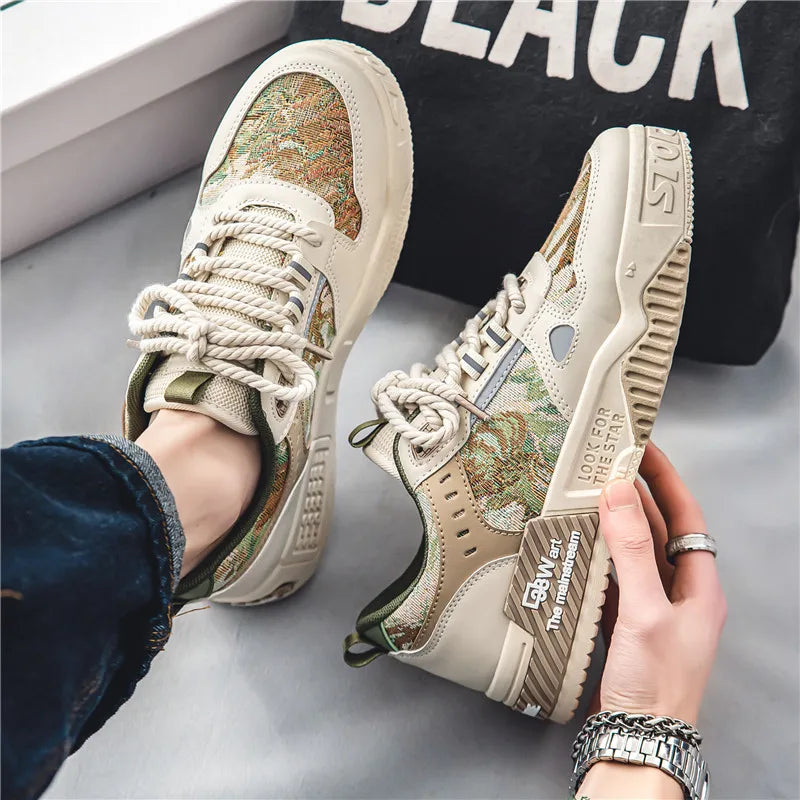 Men Skateboarding Shoes Canvas Thick Bottom Platform Shoes Comfortable Breathable Vulcanized Shoes Casual Sneakers Student Shoes