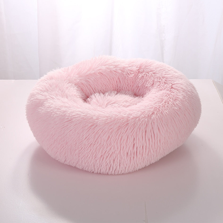 Super Soft Dog Bed Plush Cat Mat Dog Beds For Large Dogs Bed Labradors House Round Cushion Pet Product Accessories Light Pink, 40CM