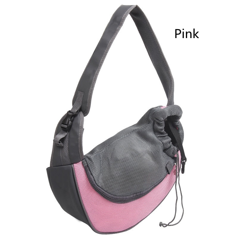 Pet Puppy Carrier S/L Outdoor Travel Dog Shoulder Bag Mesh Oxford Single Comfort Sling Handbag Tote Pouch Pink, L