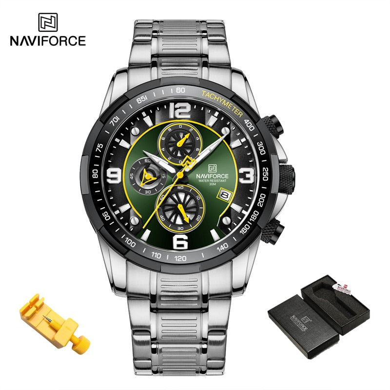 Men Luxury Fashion Design Gold Men Watches Multifunction Luminous Quartz Male Wrist Watch SGN-BOX