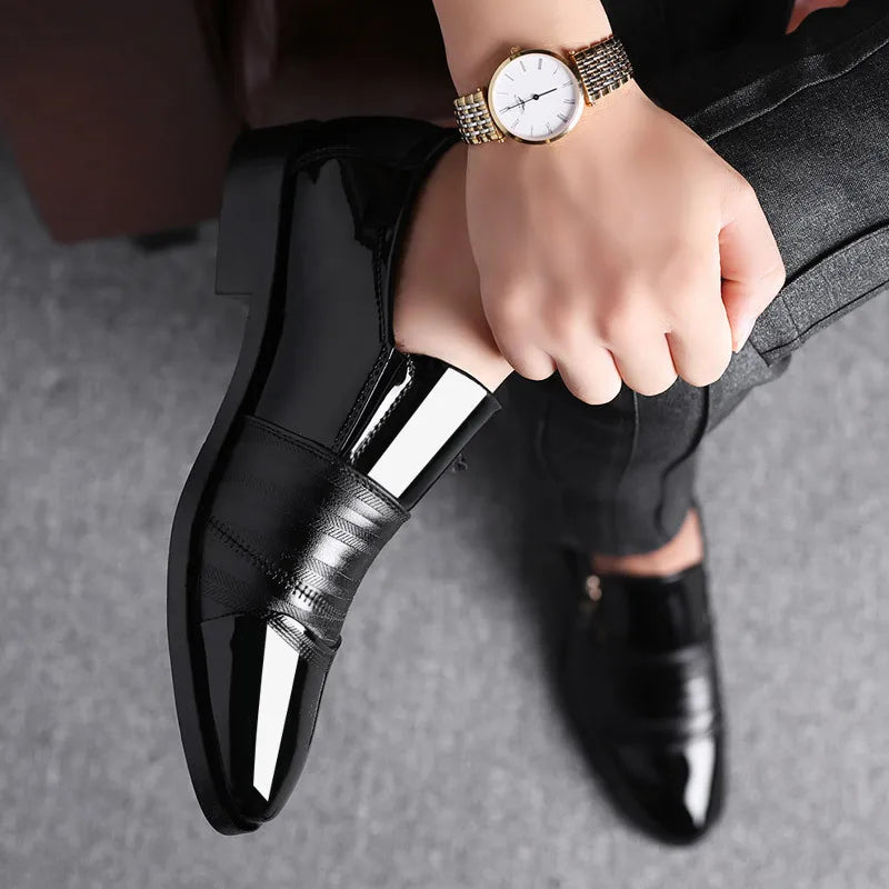 Classic Business Men's Dress Shoes Fashion Elegant Formal Wedding Shoes Men Slip on Office Oxford Shoes for Men Black