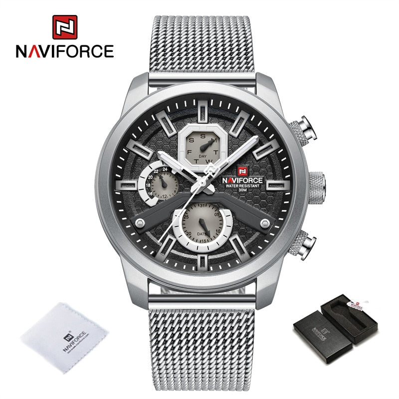 Men Calendar Watches Casual Sport Watch for Men Quartz WristWatch Stainless Steel Strap Watch Relogio Masculino