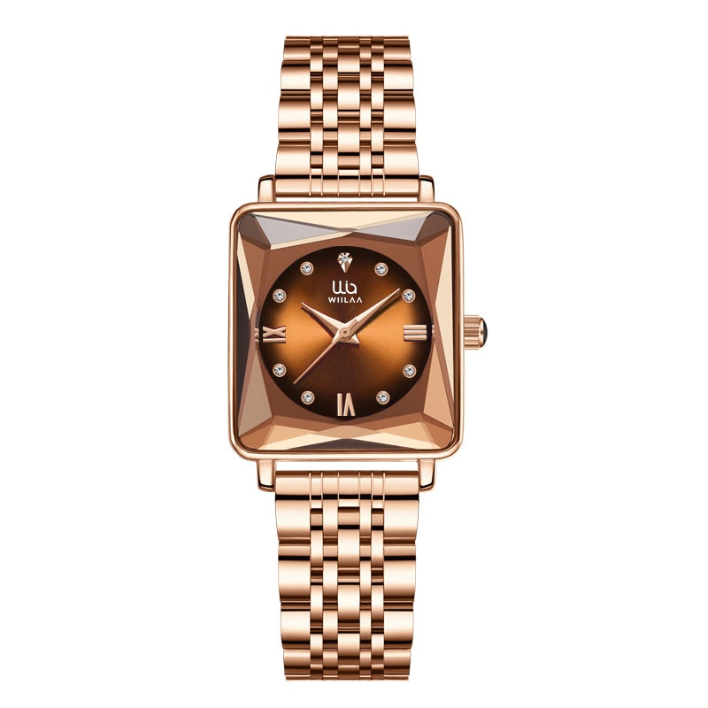 Women Business Wrist Square Watch Simple Design Luxury Fashion Rectangular Gold Stainless Steel Waterproof Quartz Watches