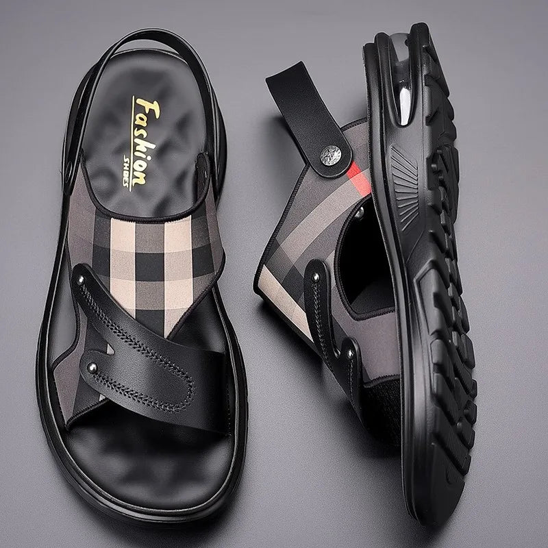 Men Sandals Leather Casual Sandals Summer Beach Sandals for Men Outdoor Non-Slip Platform Slippers Big Sandalias Hombre