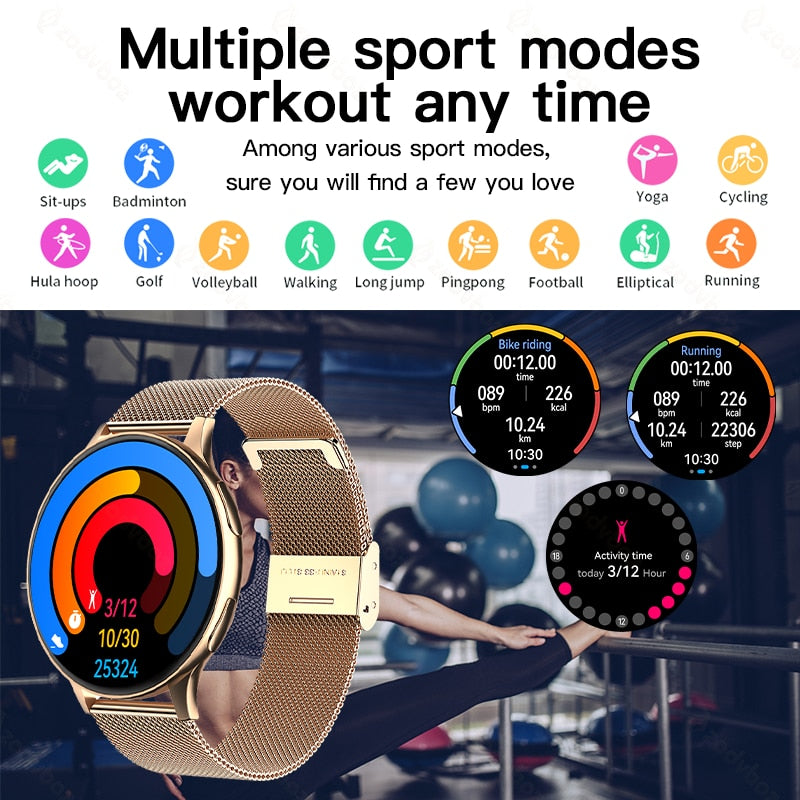 New Smart Watch Round Smartwatch Bluetooth Calls Watches Men Women Fitness Bracelet Custom Watch Face +Gift Box