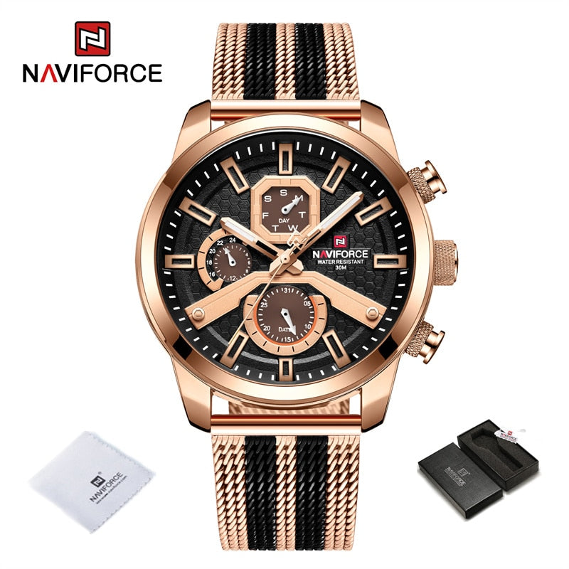 Men Calendar Watches Casual Sport Watch for Men Quartz WristWatch Stainless Steel Strap Watch Relogio Masculino RGB-BOX