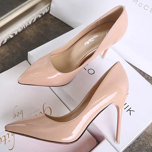 Heels Women Trend Stiletto Pointed Toe Elegant Medium Heel Shoes Dress Party Designer Fetish High Heels Bridal White