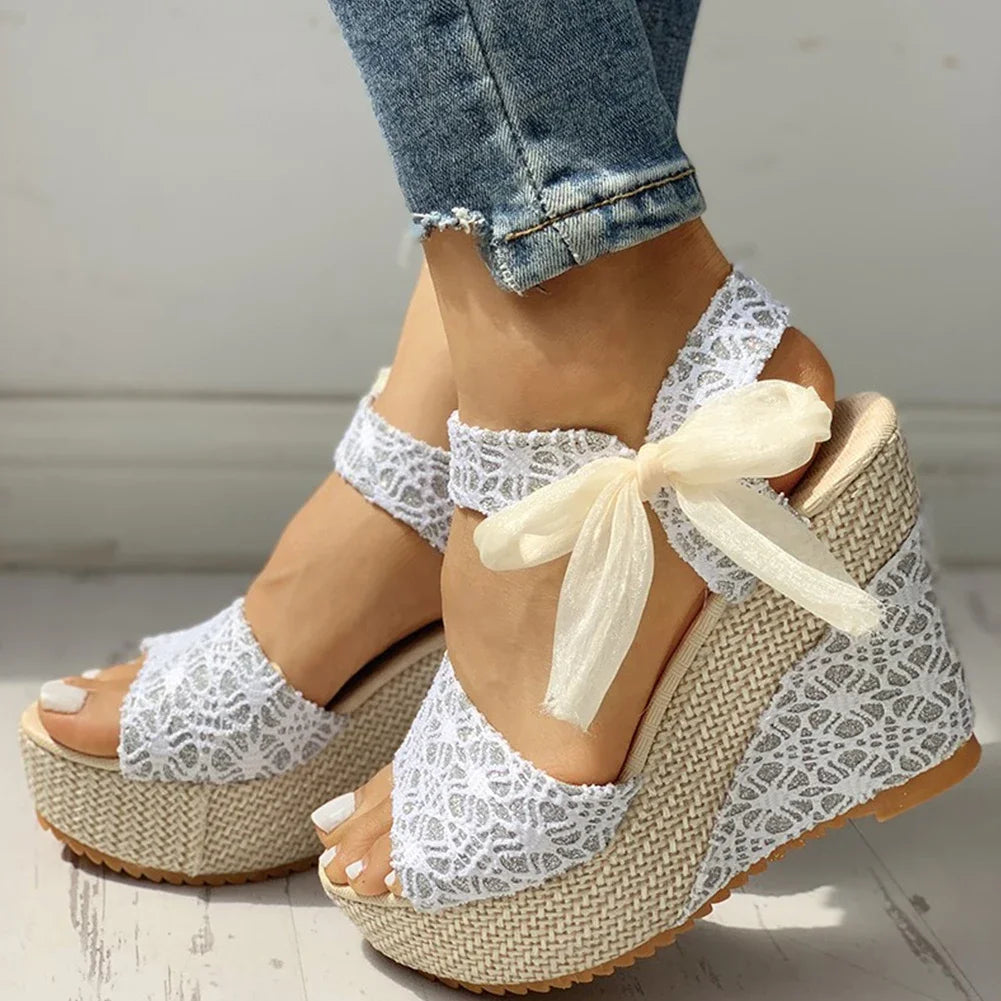 Lace Leisure Women Wedges Heeled Women Shoes Summer Sandals Party Platform High Heels Shoes Woman