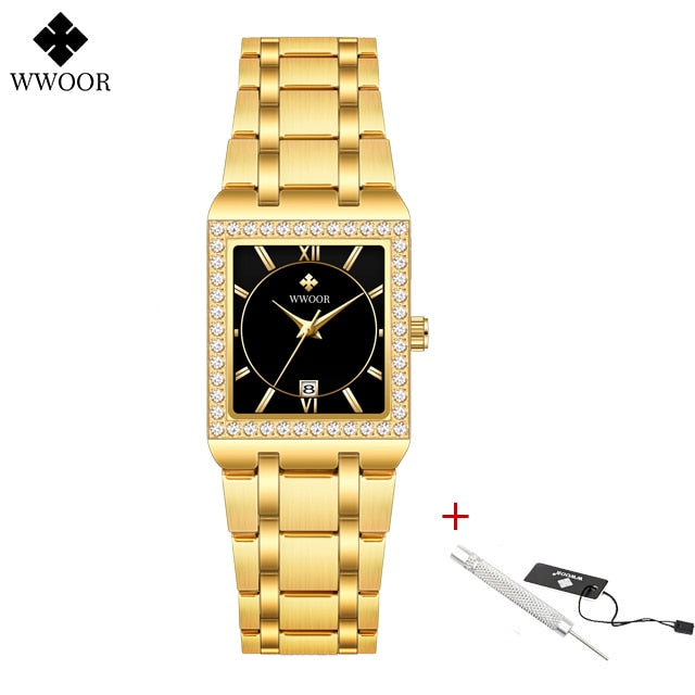 New Fashion Ladies Diamond Watch Top Brand Luxury Square Wrist Watch Simple Women Dress Small Watch Relogio Feminino