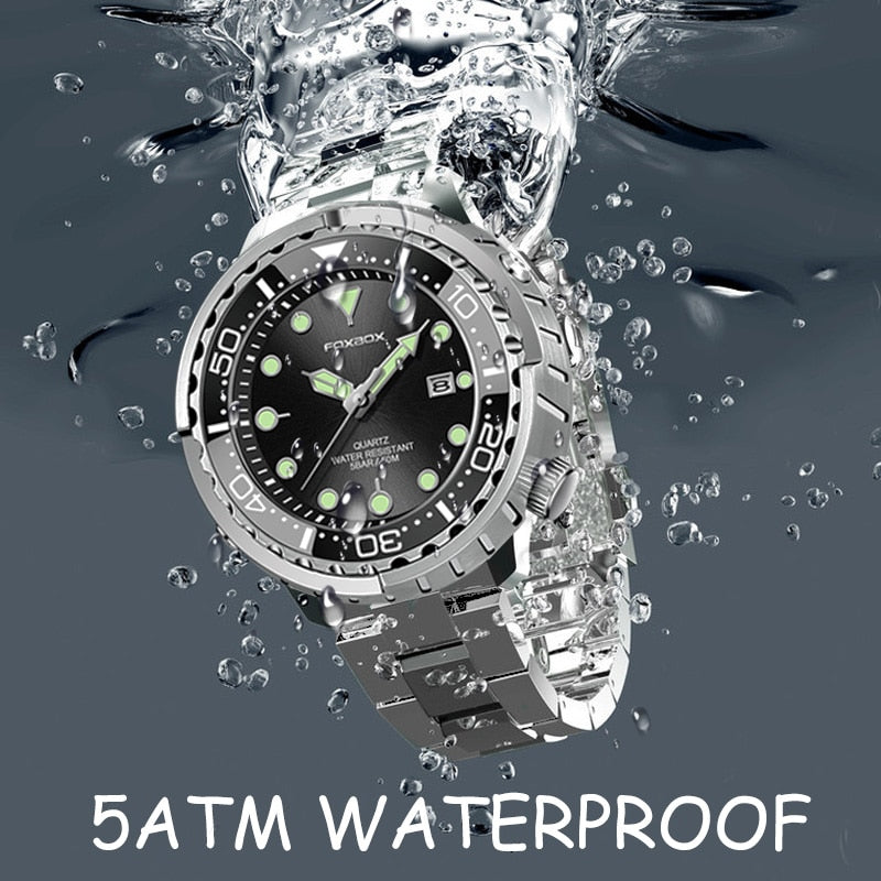 New Men Watches 5ATM Sports Waterproof Quartz Wristwatch Luminous Clock with Steel Bezel Watch for Men Relogio Masculino+Box