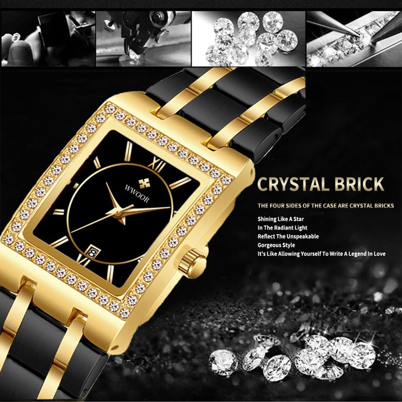 New Fashion Ladies Diamond Watch Top Brand Luxury Square Wrist Watch Simple Women Dress Small Watch Relogio Feminino