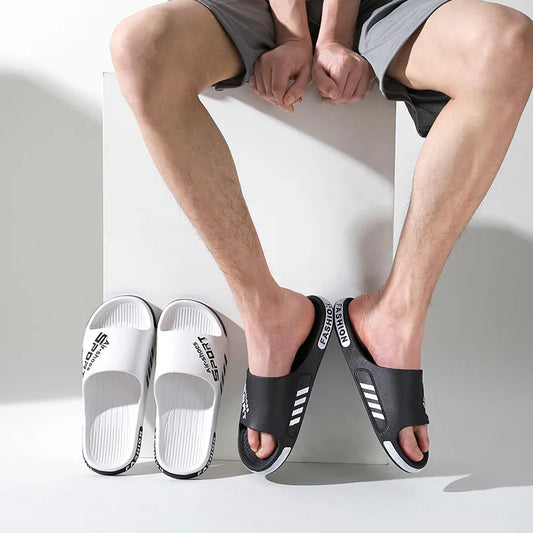 Men Slippers PVC Soft Sole Non-slip Slides Casual Outdoor Beach Flip Flops Home Bathroom Couples Slippers