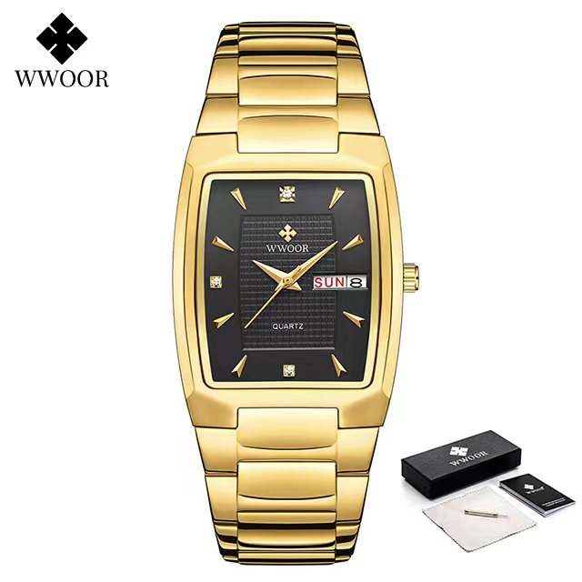 Men's Wristwatch  WWOOR Brand Luxury Quartz Watch Waterproof Business Male Date Clock Casual Fashion Black Relogio Masculino