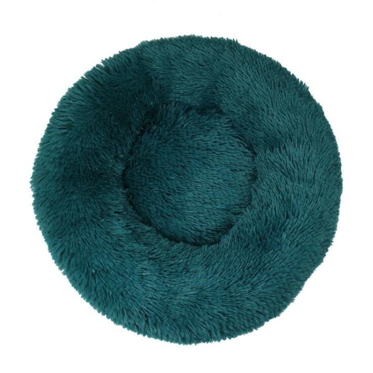 Lit rond en peluche doux pour animal de compagnie chat et chien, panier en fourrure, pour la maison, couchage douceur des animaux, pour petits chiots et chatons, parfait en hiver Peacock Blue, 30CM