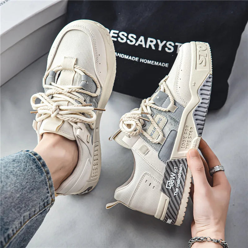 Men Skateboarding Shoes Canvas Thick Bottom Platform Shoes Comfortable Breathable Vulcanized Shoes Casual Sneakers Student Shoe