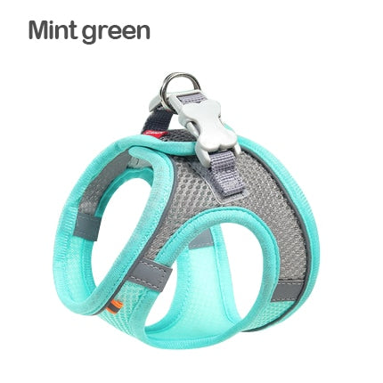 Dog Harness Clothes Vest Chest Cat Collars Rope Small Dogs Reflective Breathable Adjustable Outdoor Walking Pet Supplies Mint Green, XS 1.5-2.5kg