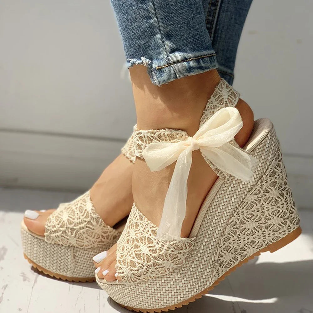 Lace Leisure Women Wedges Heeled Women Shoes Summer Sandals Party Platform High Heels Shoes Woman