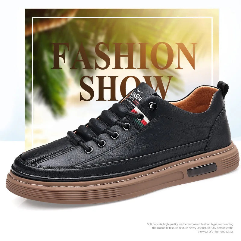 Men's shoes spring and autumn style versatile men's casual shoes board shoes leather soft sole breathable leather