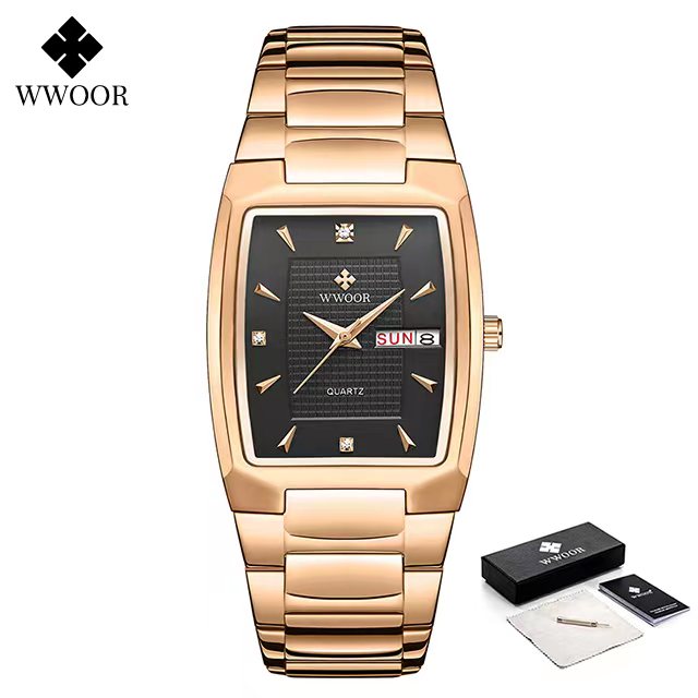 Men's Wristwatch  WWOOR Brand Luxury Quartz Watch Waterproof Business Male Date Clock Casual Fashion Black Relogio Masculino