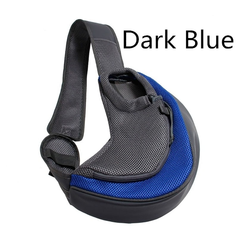 Pet Puppy Carrier S/L Outdoor Travel Dog Shoulder Bag Mesh Oxford Single Comfort Sling Handbag Tote Pouch Dark Blue, S