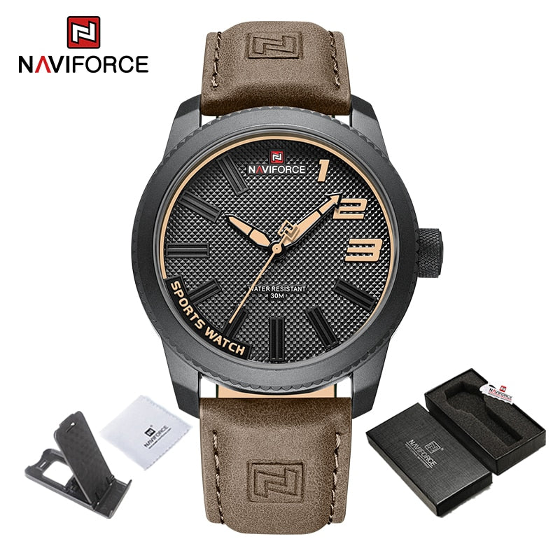 New Male Wristwatch Military Sports Shockproof Waterproof Leather Watch Men Fashion Casual Clock Relogio Masculino BYBN-BOX