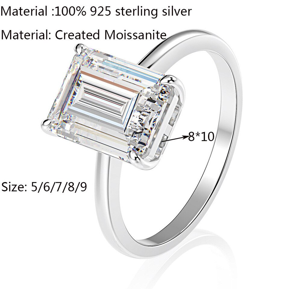 Cut Created Moissanite Gemstone Engagement Rings for Women 100% 925 Sterling Silver Wedding Jewelry Simple Rings Wholesale