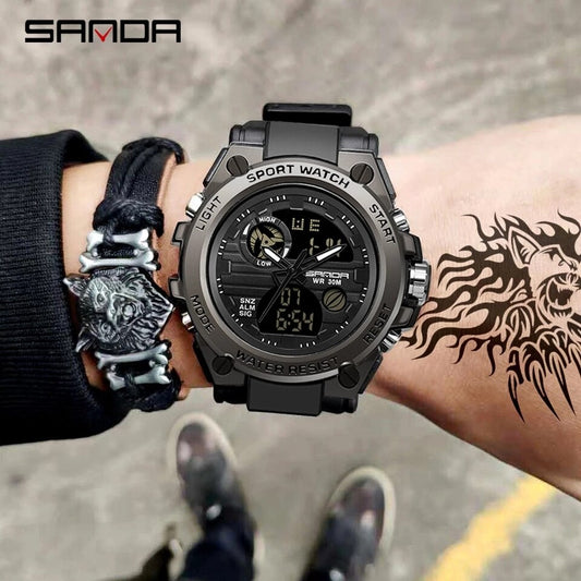 SANDA 739 Sports Men's Watches Top Brand Luxury Military Quartz Watch Men Waterproof S Shock Male Clock relogio masculino 2022