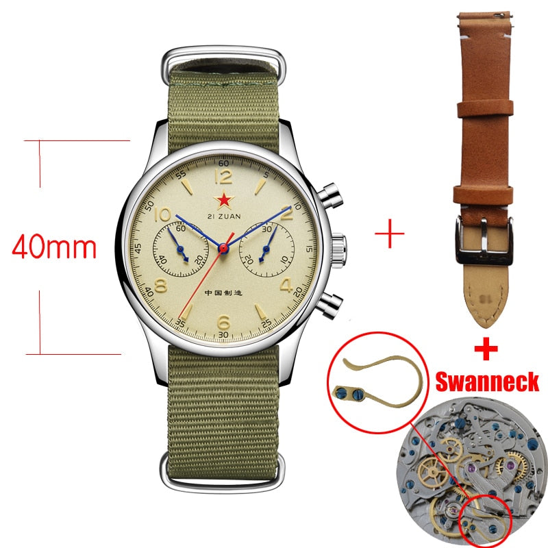 Chronograph Seagull Movement 1963 Mechanical Watch For Men 40mm ST1901 Sapphire 38mm Men Watch