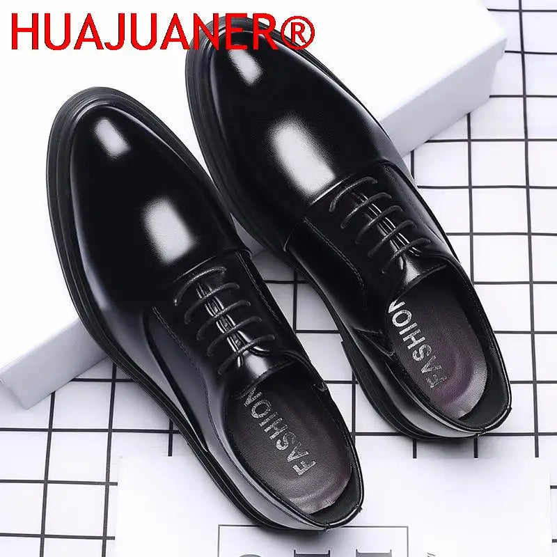 Spring Autumn Simple Large Size Men's Dress Shoes Pointed Height Increasing Men Waterproof Formal Business Leather Shoes for Men