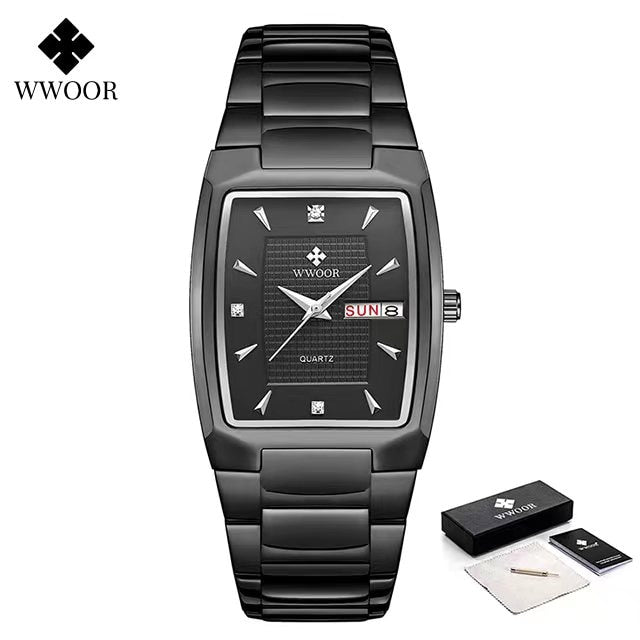 Men's Wristwatch  WWOOR Brand Luxury Quartz Watch Waterproof Business Male Date Clock Casual Fashion Black Relogio Masculino