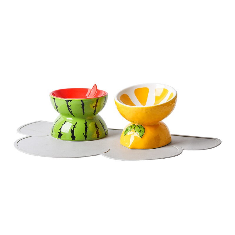 Cat Ceramic Bowl Fruit Shape Small Dogs Food Water Snack Bowls Pet Elevated Drink Eat Feeders Puppy Cats Cute Feeding Supplies food water and mat