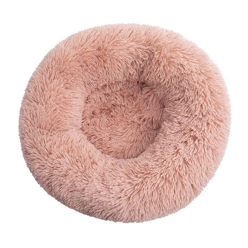 Lit rond en peluche doux pour animal de compagnie chat et chien, panier en fourrure, pour la maison, couchage douceur des animaux, pour petits chiots et chatons, parfait en hiver Dark Pink, 30CM