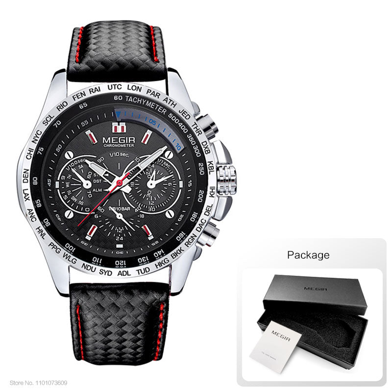 Man Quartz wristwatch brand waterproof leather watches for men casual black watch for male