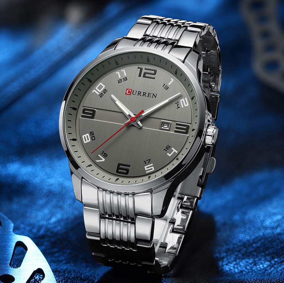 New Business Men Luxury Watches Stainless Steel Quartz Wrsit watches Male Auto Date Clock with Luminous Hands