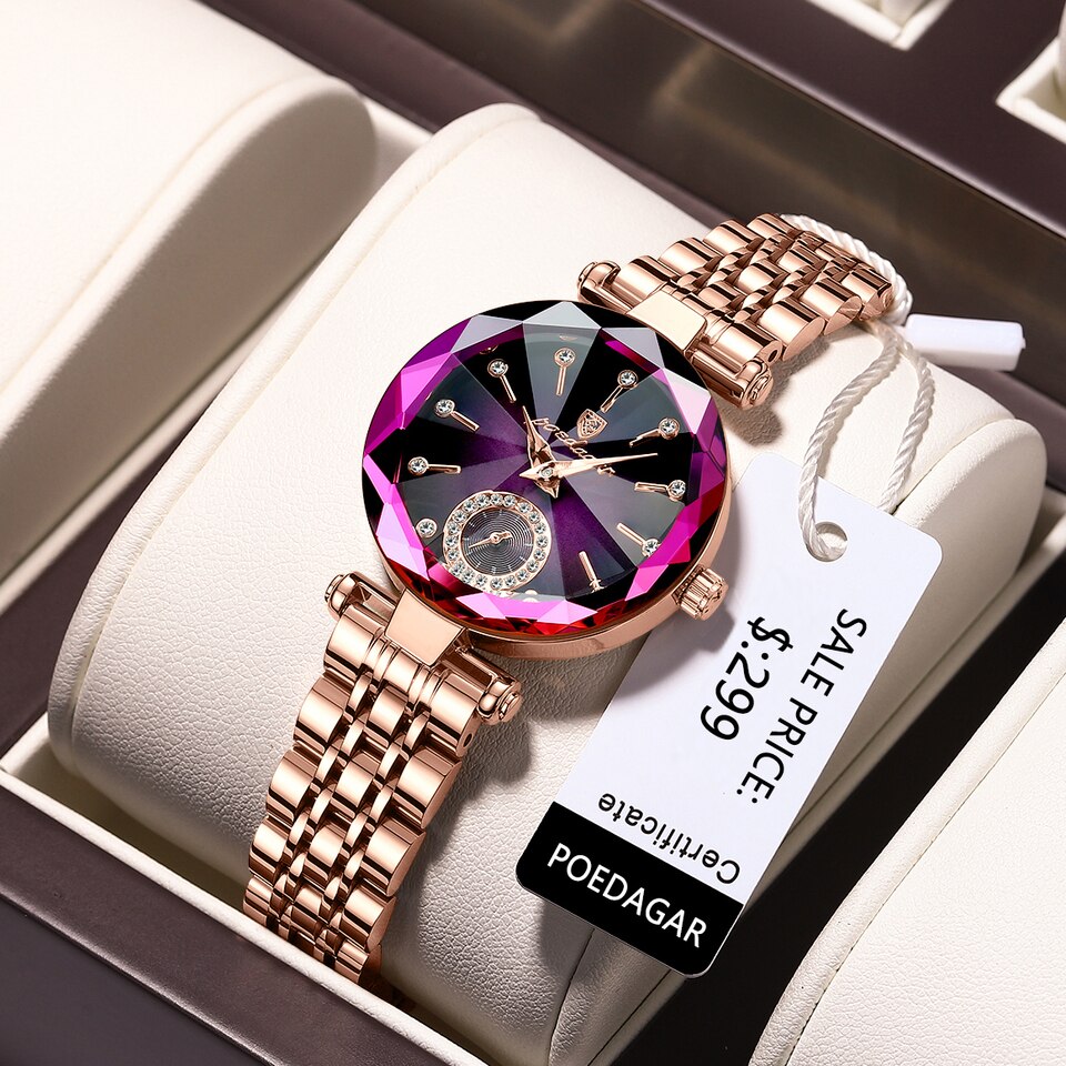 Luxury Women Watch Top Brand Fashion Waterproof Stainless Steel Diamond Ladies Quartz Wristwatch Montre Femme Beautiful