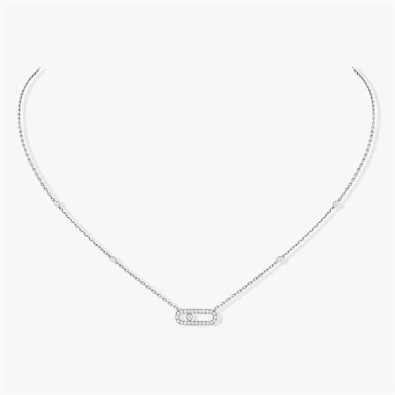 100% 925 Sterling Silver Women Fashion diamond inlay Necklace.Luxury Jewelry. beautiful gift