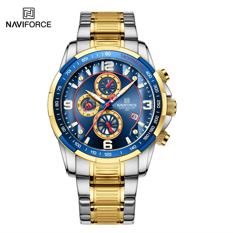 Men Luxury Fashion Design Gold Men Watches Multifunction Luminous Quartz Male Wrist Watch GBE