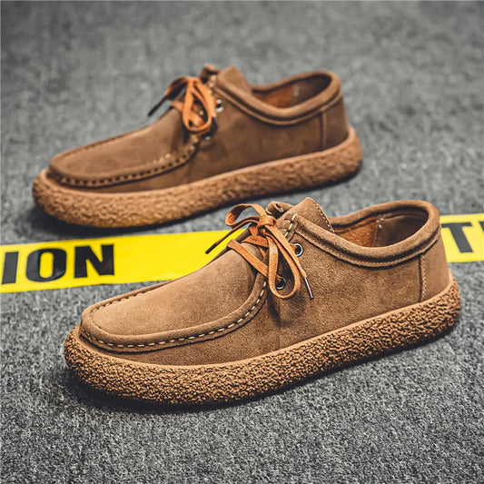 Retro Casual Men Shoes Comfortable Lace-up Loafers Shoes Men Flat Sneakers Classic Light Driving Footwear Zapatos Hombre