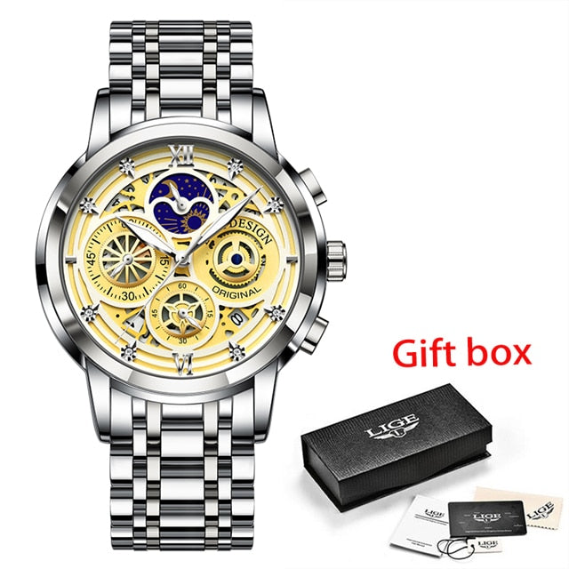 Ladies Watch Woman Luxury Fashion Waterproof Watch for Women Watches Quartz Stainless Steel Clock Gift Relogio Feminino+Box Silver white, China