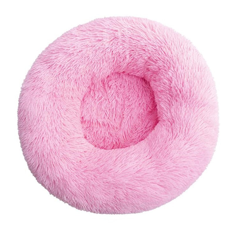 Lit rond en peluche doux pour animal de compagnie chat et chien, panier en fourrure, pour la maison, couchage douceur des animaux, pour petits chiots et chatons, parfait en hiver Pink, 30CM