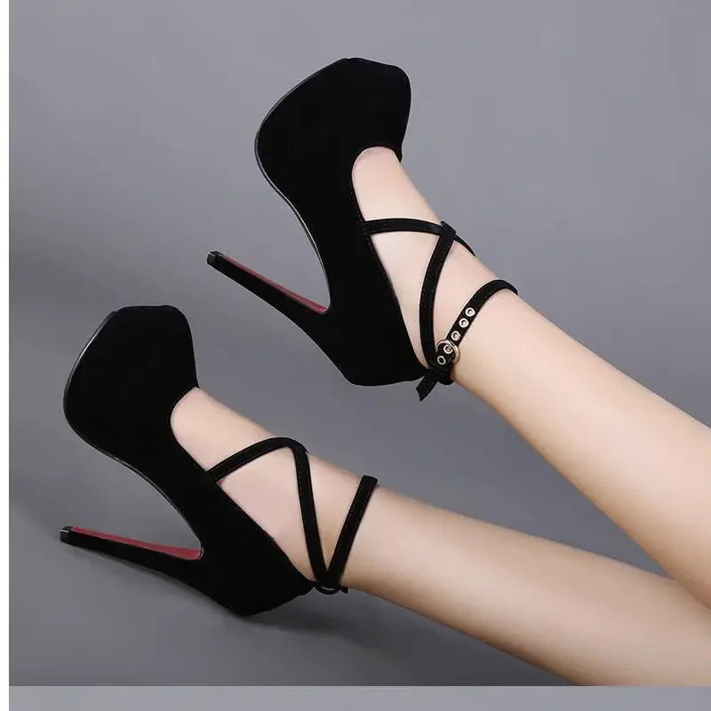 Classic High Heels Women's Sandals Summer New Fashion Pumps Ladies Platform Ankle Strap Shoes