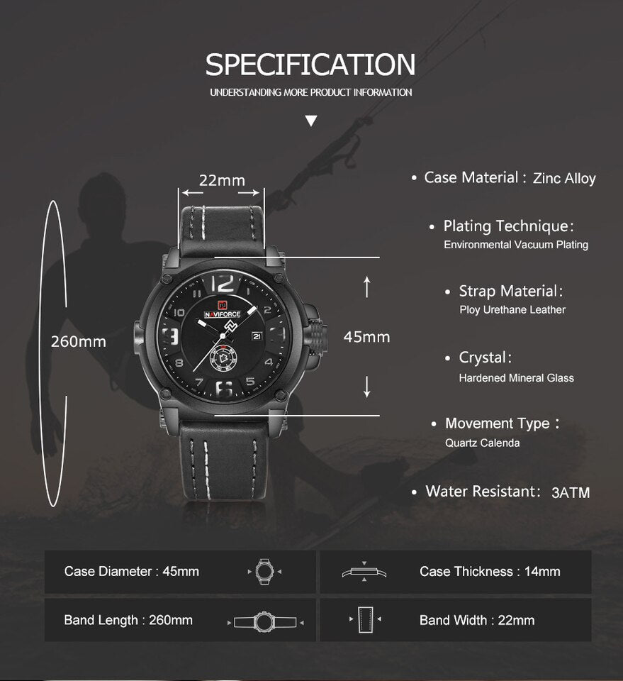 New Men Sports Military Quartz Watch Man Analog Date Clock Leather Strap Wristwatch Relogio Masculino