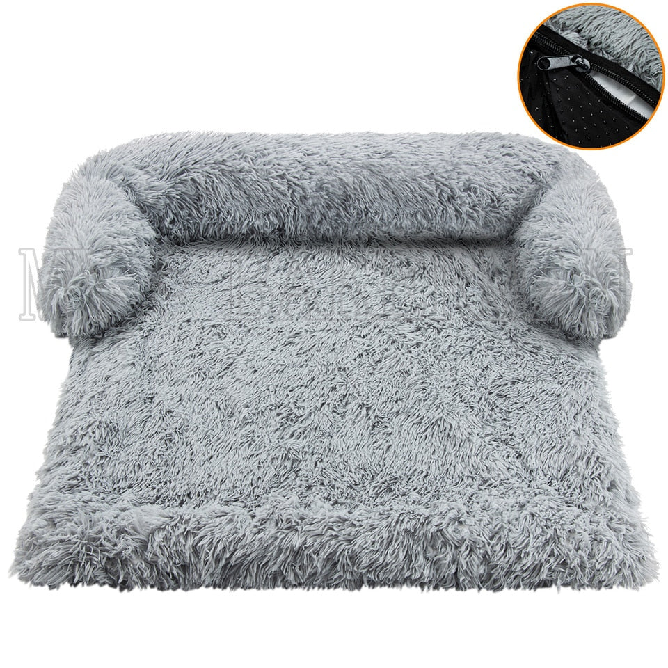 S-XXL  Pet Dog Bed Sofa For Dog Pet Calming Bed Warm Nest Washable Soft Furniture Protector Mat Cat Blanket Large Dogs Sofa Bed s-Gray-zip, XXL for 99IBS